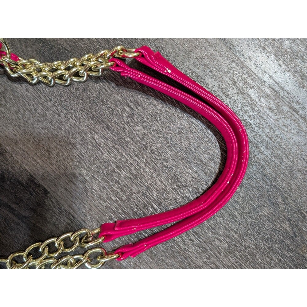 betsey johnson Bow-licious BIG Hot Pink Bow Hogo Bag Fushia Floral Tote Gold - Picture 7 of 8